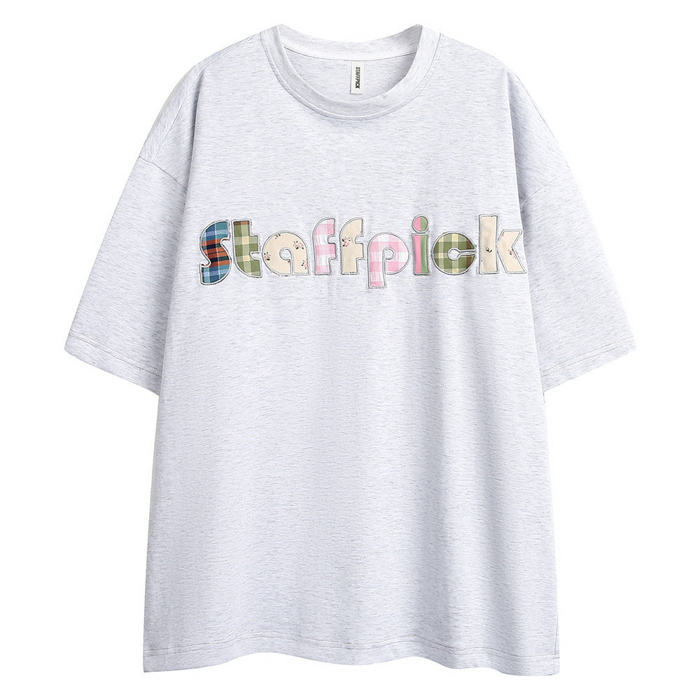 Letter Patch Embroidered Short Sleeve Men